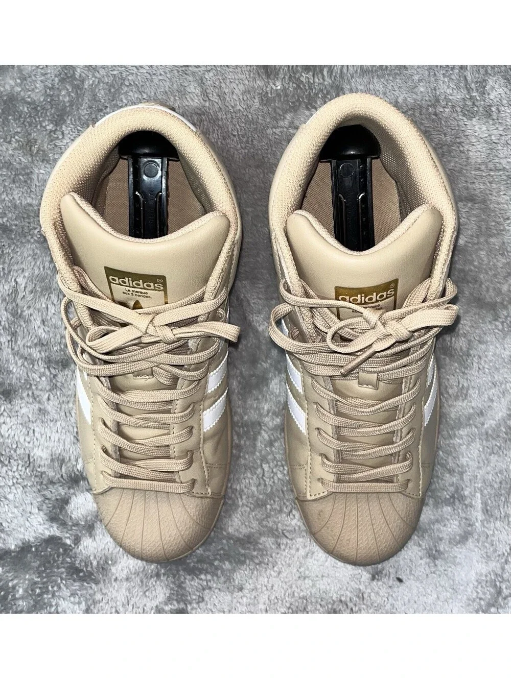 Adidas Pro Model Linen Khaki Mens Sneakers CG5072 8.5 Tan White Gold Shell Toe
